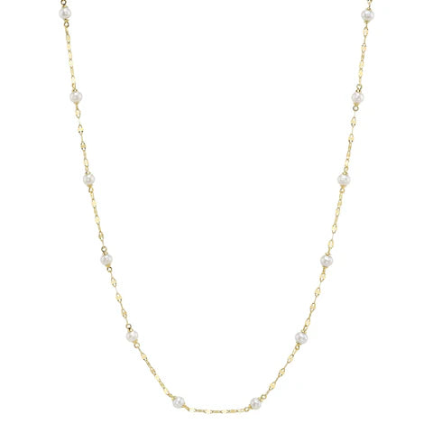 Maharaja Collection Cultured Pearl Sparkle Chain Necklace in 14K Yellow Gold