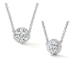 Maharaja Collection Timeless Hidden Halo Diamond Pendant Necklace in 18K White Gold (1.07ct center, 0.05ctw diamonds)