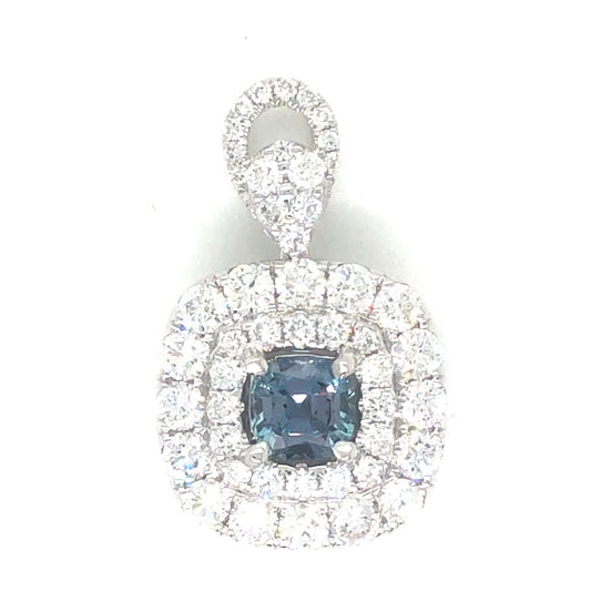 Maharaja Collection Brilliant Cut Color-Changing Alexandrite Pendant in 18K White Gold (1.79ct)