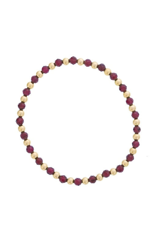 Maharaja Collection Faceted Ruby Bead Bracelet in Gold Filled (6mm)