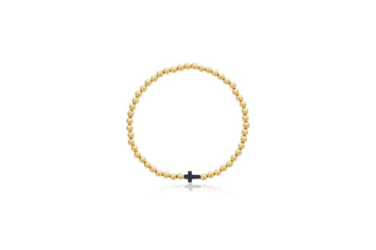 Maharaja Collection Small Black ONYX Cross Connector Bracelet in Sterling Silver