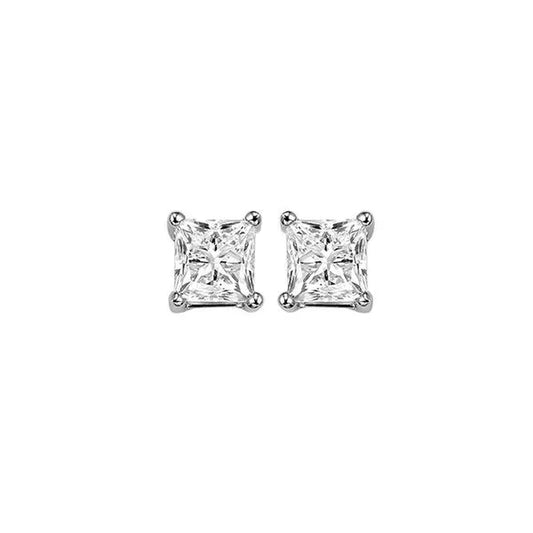Maharaja Collection Round Diamond Stud Earrings in 14K White Gold (0.62ctw)