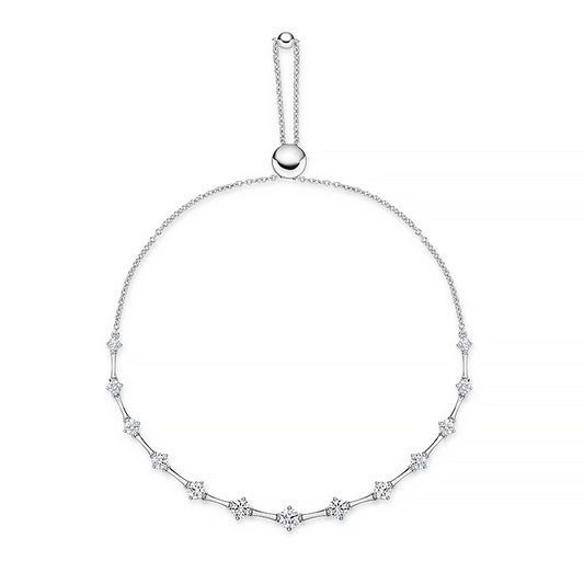 Maharaja Collection Round Diamond Cadence Bolo Bracelet in 14K White Gold (1.29tcw)