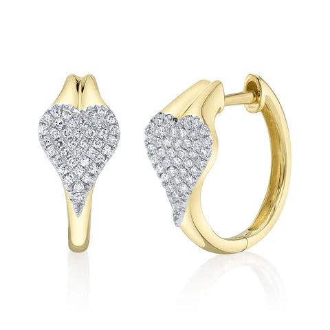 Maharaja Collection Heart PavΓ© Huggie Earrings with 0.17ctw Diamonds in 14K Yellow Gold