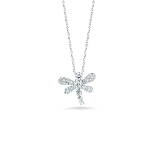 Maharaja Collection Tiny Treasures Dragonfly Necklace in 18K Yellow Gold (0.44ctw)