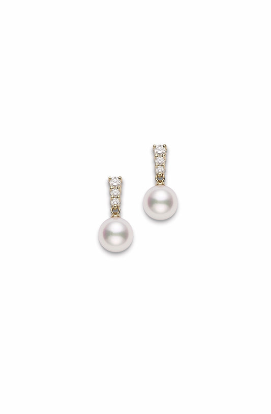Mikimoto Akoya Cultured Pearl Earrings with 0.29 ct (0.29tw) in 14K White Gold