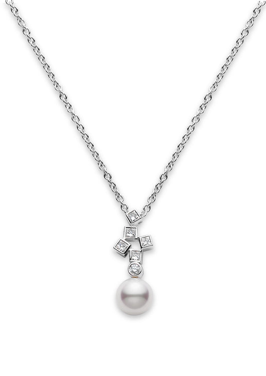 Mikimoto Classic Akoya Pearl Diamond Pendant Necklace with 0.35ctw Diamonds in 18K White Gold (8.67ct)