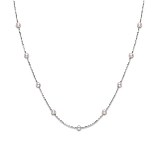 Mikimoto A+ Akoya Cultured Pearl Station Necklace in 18K White Gold