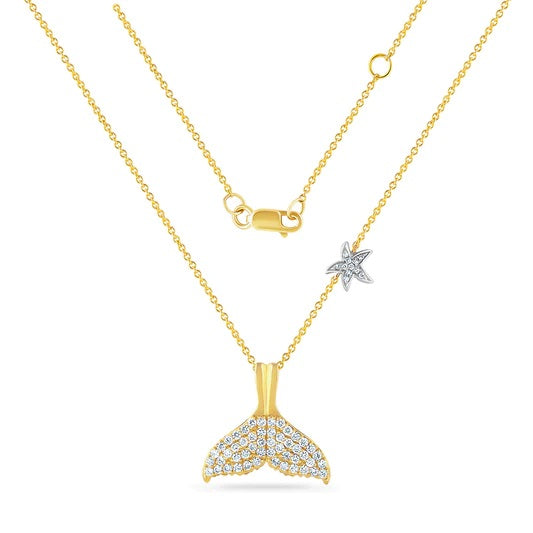 Maharaja Collection Whale Tail Necklace with 0.40ct Diamond in 14K Gold (0.40tdw)