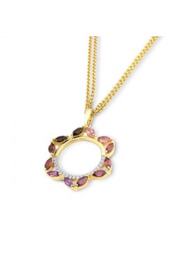 Maharaja Collection Multi-Gemstone Pendant with 0.13ct Diamond in 14K Yellow Gold (0.13ct)
