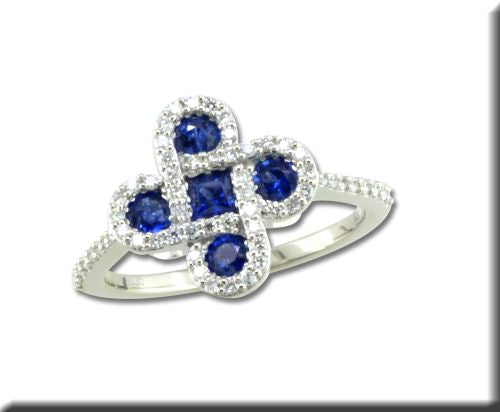 Maharaja Collection Round Diamond and Sapphire Ring in 14K White Gold (1.2ct)