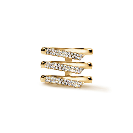 Maharaja Collection Inside Out Diamond Trio Band with 0.57ctw GH-VS Diamonds in 18K Yellow Gold (0.57ctw)