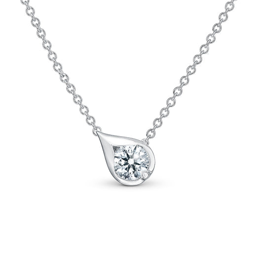Maharaja Collection Lu Droplet Diamond Pendant Necklace in 18K White Gold (0.32ctw)