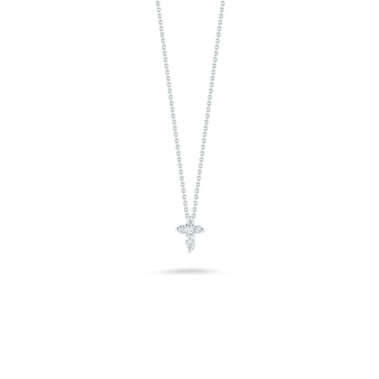 Maharaja Collection Tiny Treasure Diamond Cross Necklace in 18K White Gold (0.11ctw)