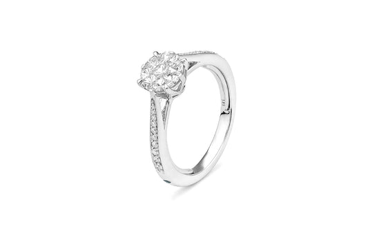 Maharaja Collection Round Diamond Ring in 14K White Gold (0.75ctw)