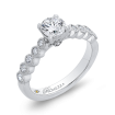 Maharaja Collection Round Diamond Solitaire Ring with Accent Diamonds in 14K White Gold (1ct total weight)