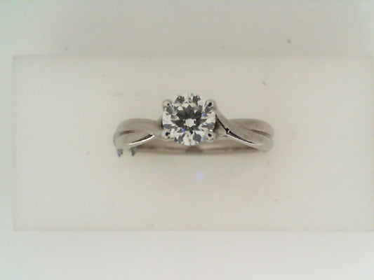 Maharaja Collection Round Diamond Solitaire Ring in 18K White Gold (0.54tw)