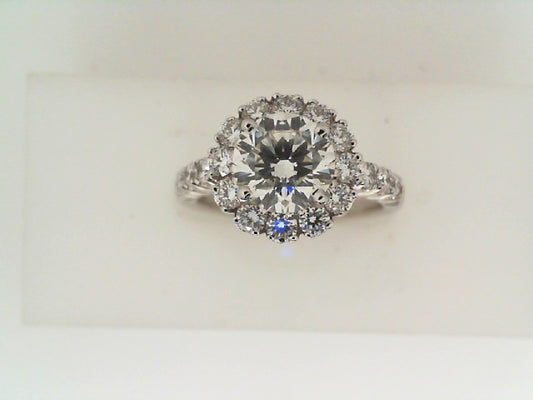 Maharaja Collection Round Diamond Engagement Ring in 18K White Gold (2.04tcw)