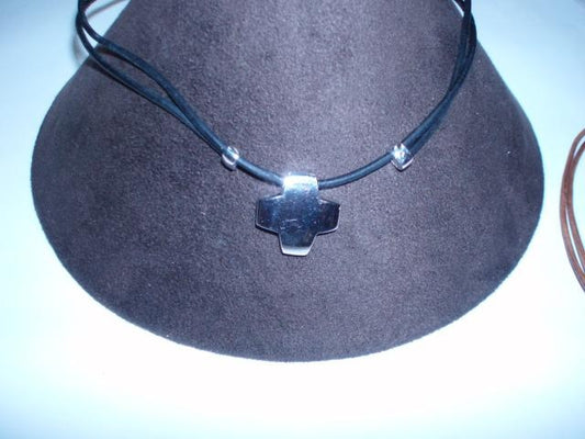 Maharaja Collection Cross Pendant Necklace on Thin Leather Cord