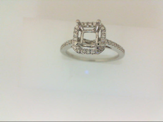 Maharaja Collection Round Diamond Semi-Mount Ring in 18K White Gold (0.31ct)