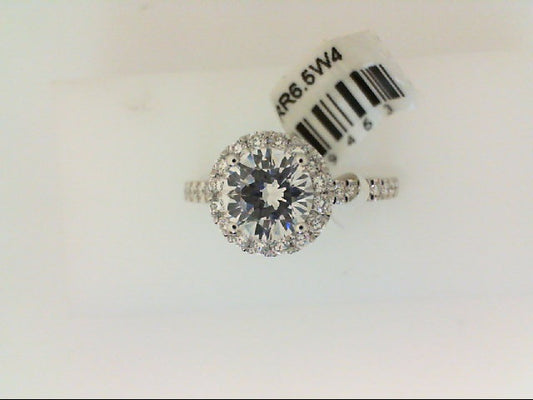 Maharaja Collection Round Diamond Semi-Mount Engagement Ring in 14K White Gold (0.46ctw)