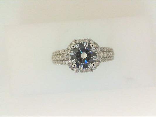 Maharaja Collection Round Diamond Semi-Mount Engagement Ring in 14K White Gold (0.58ctw)