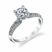 Maharaja Collection Round G/H Si1 Diamond Semi-Mount Henriette Ring in 14K White Gold (0.25ct)