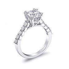 Maharaja Collection Round Diamond Semi-Mount Engagement Ring in 14K White Gold (0.57ct)