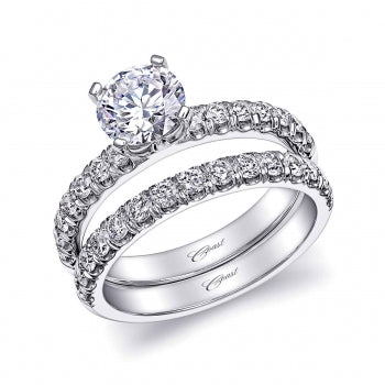 Maharaja Collection Round Diamond Semi-Mount Engagement Ring in 14K White Gold (0.37ct)