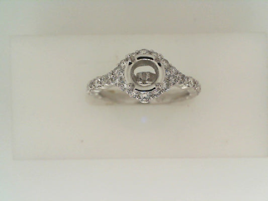 Maharaja Collection Round Diamond Semi-Mount Engagement Ring in 18K White Gold (1.25ctw)