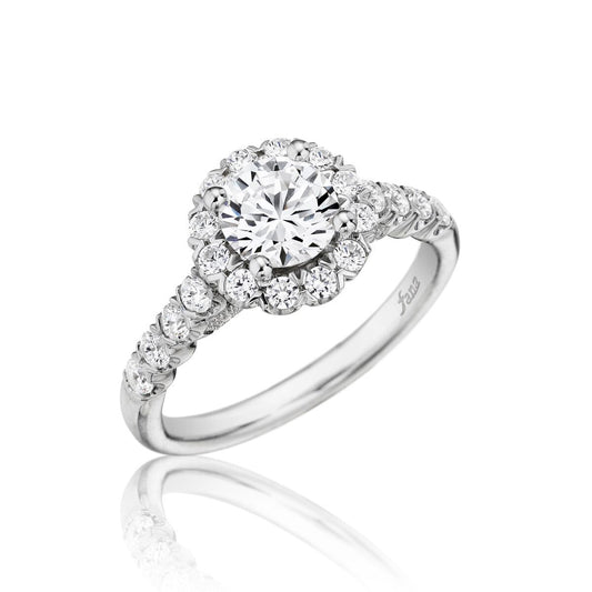 Maharaja Collection Round Diamond Semi-Mount Engagement Ring in 14K White Gold (0.75ctw)