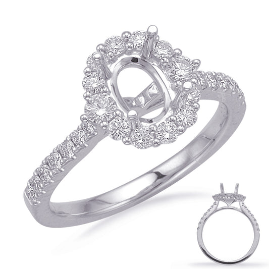 Maharaja Collection Round Diamond Semi-Mount Engagement Ring in 14K White Gold (0.84ct)