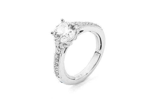 Maharaja Collection Round Diamond Semi-Mount Engagement Ring in 14K White Gold (0.55ctw)