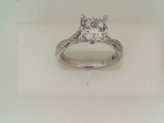 Maharaja Collection Round Diamond Semi-Mount Engagement Ring in 14K White Gold (0.32ct)