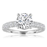 Maharaja Collection Round Diamond Semi-Mount Engagement Ring in 14K White Gold (1.00tcw)