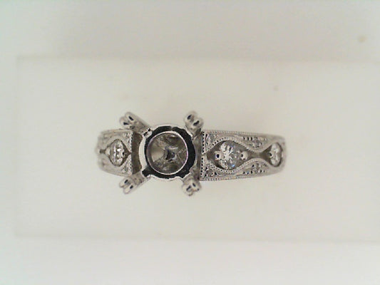 Maharaja Collection Round Diamond Semi-Mount Engagement Ring in 14K White Gold (0.39ct)