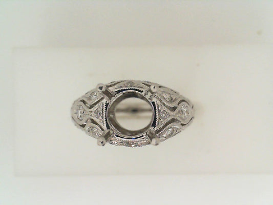Maharaja Collection Round Diamond Semi-Mount Engagement Ring in 14K White Gold (0.30ctw)