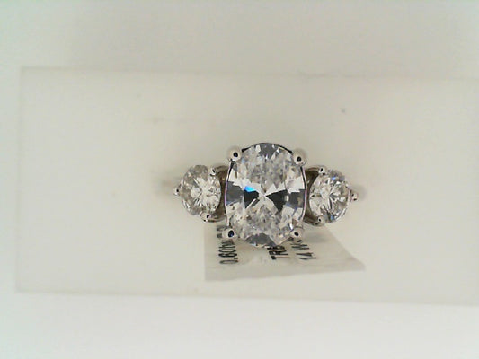 Maharaja Collection Round Diamond and Oval Semi-Mount Engagement Ring in 14K White Gold (3.10tcw)