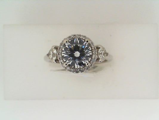 Maharaja Collection Round Diamond Semi-Mount Engagement Ring in 14K White Gold (1.39tcw)