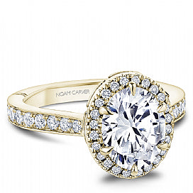 Maharaja Collection Round Semi-Mount Engagement Ring with 2.00Ct Center Diamond and 0.26tw F/G Vs1 Diamond Accents in 18K Yellow Gold