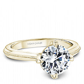 Maharaja Collection Round Diamond Semi-Mount Engagement Ring in 18K Yellow Gold (2.10tcw)