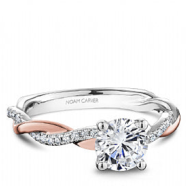 Maharaja Collection Two-Tone Semi-Mount Engagement Ring with 1.0ct Round G/H Si1 Diamond (0.15tw)