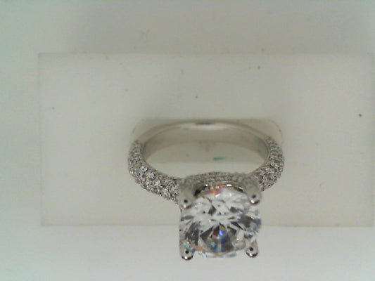 Maharaja Collection Round Diamond Wrapped Solitaire Engagement Ring in 18K White Gold (1.15ct)