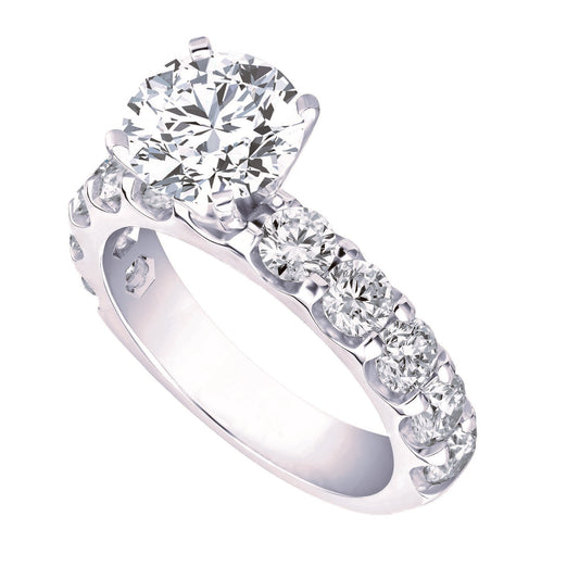 Maharaja Collection Round Diamond Semi-Mount Engagement Ring in 14K White Gold (2.00ctw)
