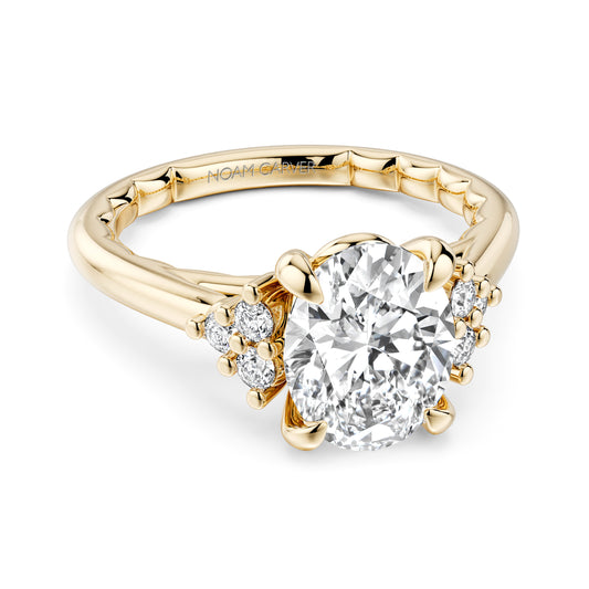 Maharaja Collection Oval Diamond Semi-Mount Engagement Ring in 14K Yellow Gold (0.17ctw)