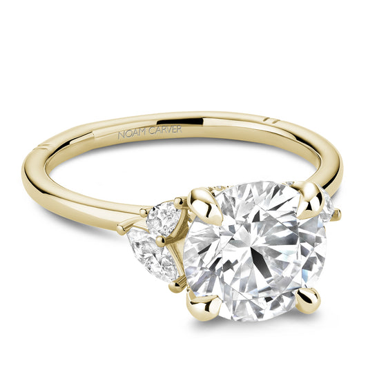 Maharaja Collection Marquise, Pear, and Round Diamond Semi-Mount Engagement Ring in 14K Yellow Gold with White Gold Head (0.43ctw)