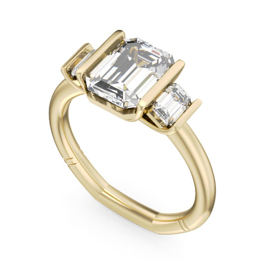 Maharaja Collection Three Stone Emerald Engagement Ring in 14K Yellow Gold (2.00ctw)