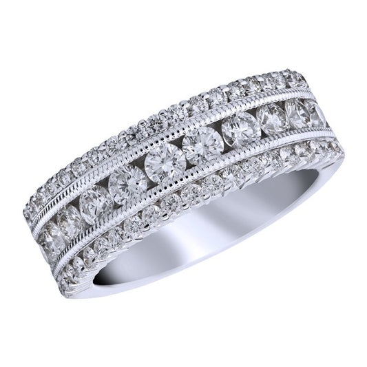 Maharaja Collection Round Diamond Wedding Band in 18K White Gold (1.50ctw)