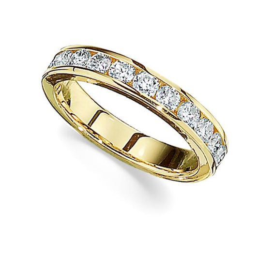 Maharaja Collection Round Channel Set Open End Wedding Band with 1ct Diamonds in 14K Yellow Gold (1.00tcw)