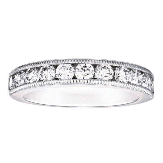 Maharaja Collection Round Diamond Shared Prong Wedding Band in 14K White Gold (1.00ctw)